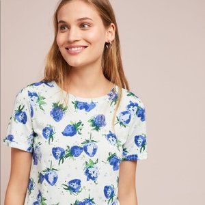Maeve Anthropologie Blue Strawberry Fields T-shirt
